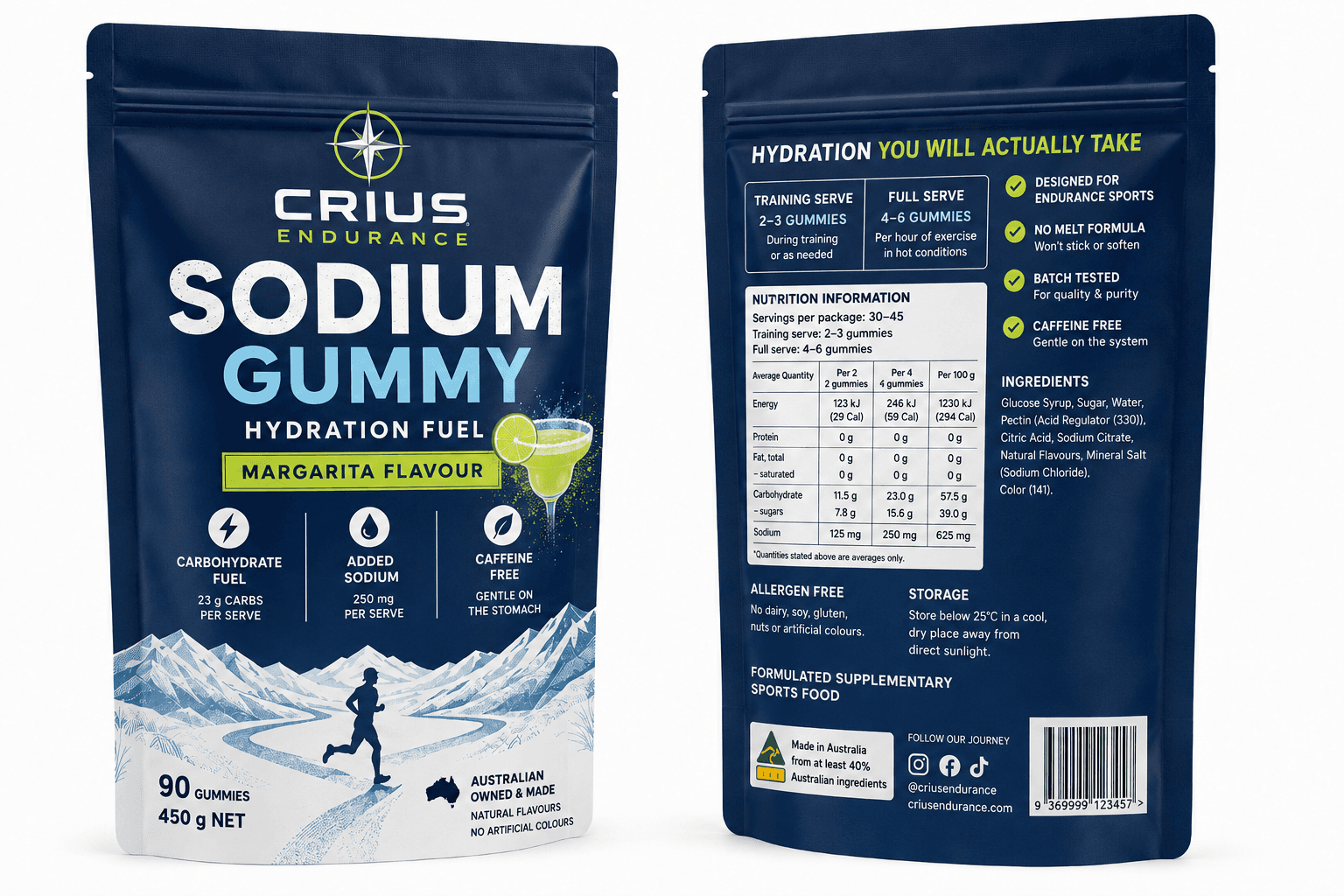 Enduro Gummy - Sodium - Margarita flavour, packaging concept